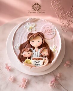 Happy Mother’s Day fondant designer cake with cute mother and kids theme by Baistin Bakers By Cake House