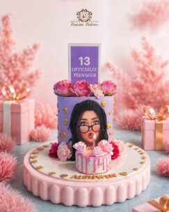 Officially teenager birthday designer cake with floral decorations by Baistin Bakers By Cake House