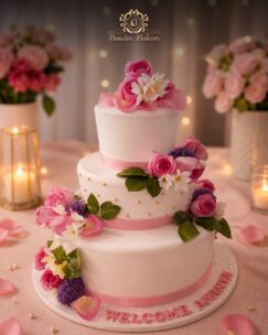 Elegant floral multi tier celebration cake with pastel flower decorations by Baistin Bakers By Cake House