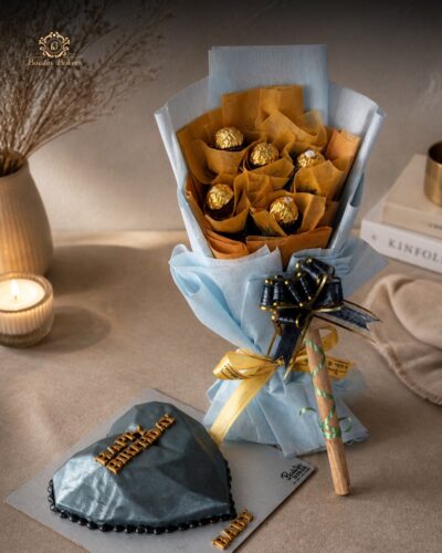 Ferrero Chocolate Bouquet & Heart Shape Cake Combo in Jalandhar