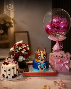 Birthday celebration combo featuring designer cake