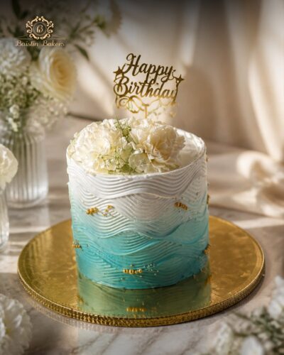 Birthday Cake, Floral Cake, Ocean Theme Cake, Blue Cake, Designer Cake, Elegant Cake, Buttercream Cake, Luxury Cake, Celebration Cake, Customized Cake, Floral Birthday Cake, Premium Cake, Artistic Cake, Modern Cake, Special Occasion Cake