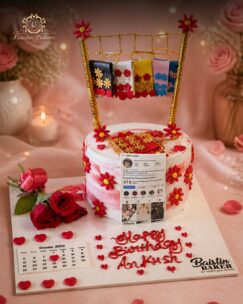 Fashion boutique Instagram themed customized cake by Baistin Bakers Jalandhar